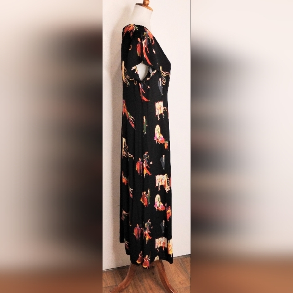 VINTAGE DOROTHY SCHOELEN RAYON CREPE MAXI DRESS - Picture 3 of 10